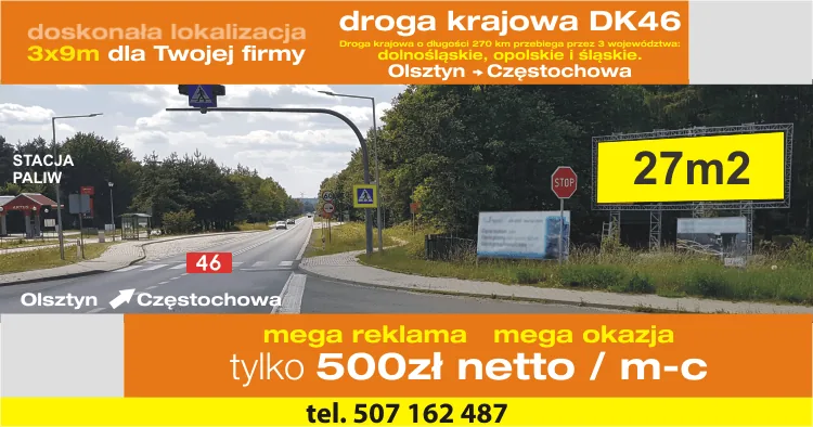 tablice reklamowe do wynajęcia, Częstochowa, Olsztyn, Kłobuck — realizacja 1