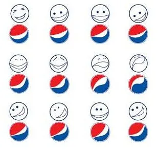 grafika przedstawiąjąca pochodzenie nowego znaku graficznego pepsi